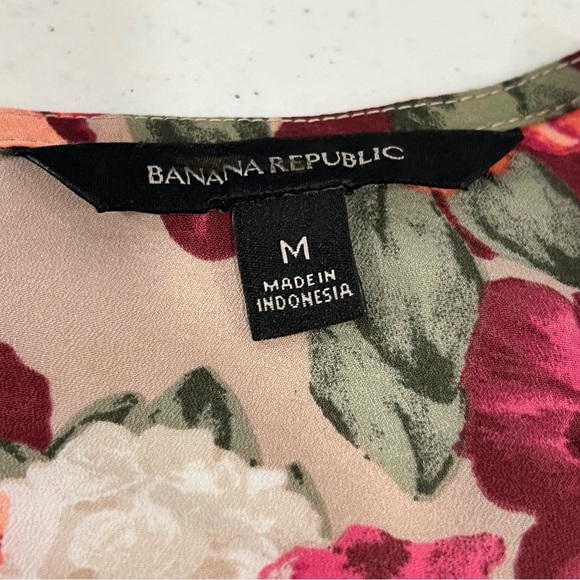 Banana Republic Cascade Ruffle Caramel Lucia Floral Sleeveless Blouse Top Medium - Picture 4 of 8